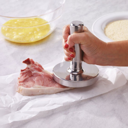 Professionel k�dhammer med glat bund - rustfri st�l - 1,5 kg.