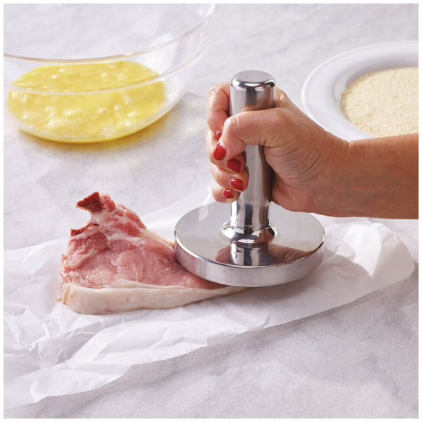 Professionel k�dhammer med glat bund - rustfri st�l - 1,5 kg.
