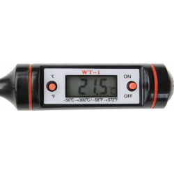 Digitalt termometer / indstikstermometer, sort/rd - WAS