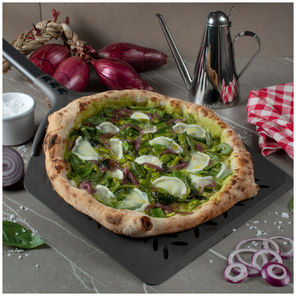 Pizzaspade, perforeret - Cerutti Inox "Tulip 60 Years Black"